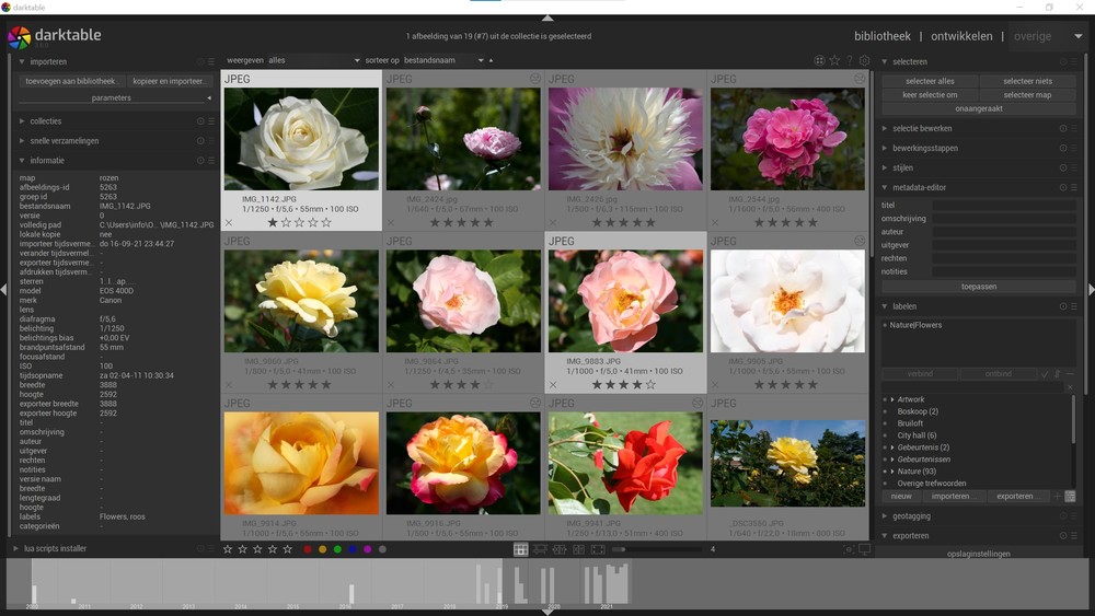 Darktable - Bibliotheekweergave Darktable - Bibliotheekweergave