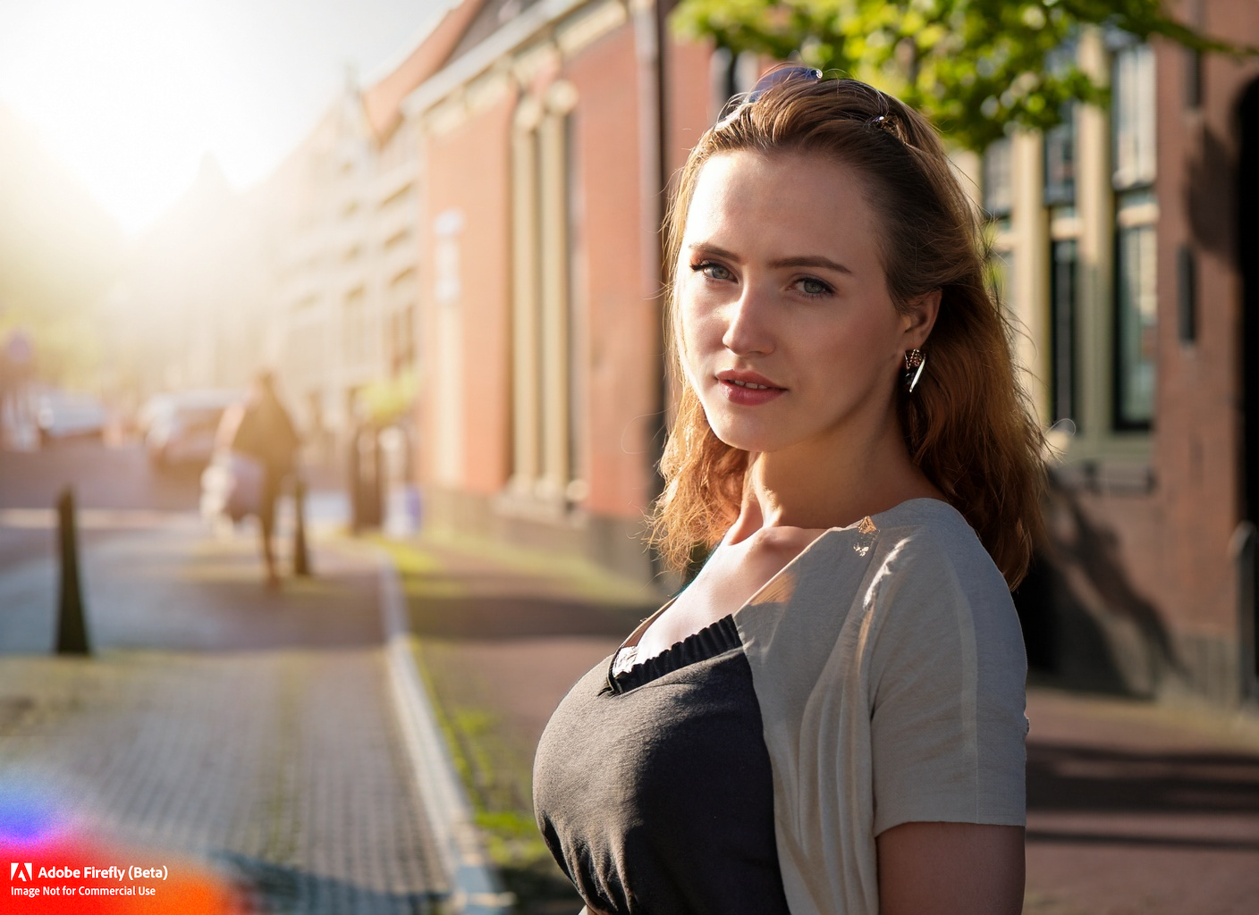 Firefly_a+photo of a beautifull woman on the street in the morning sun_photo_78830