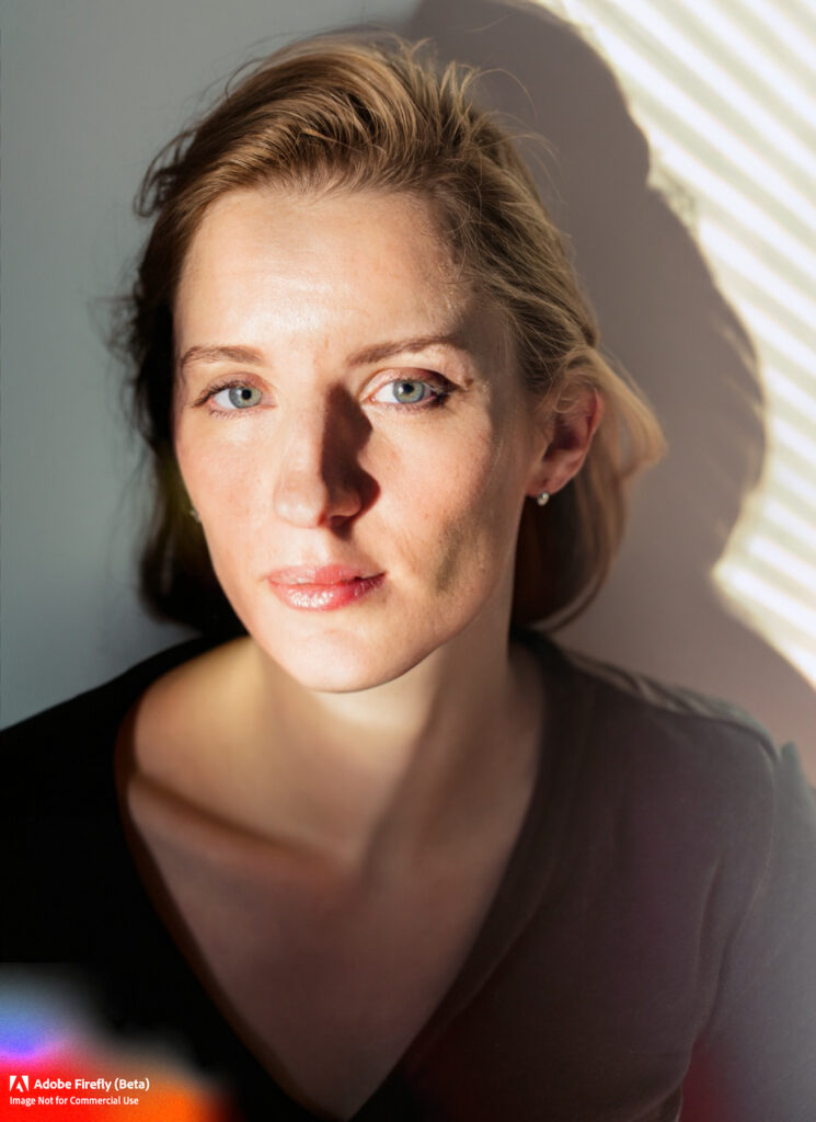 Firefly_a+photo of woman headshot, with sun light, by peter hurley, style1_cool_colors,studio_light,shot_from_above_78830