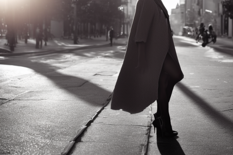 a photo of a beautifull woman on the street in the morning sun