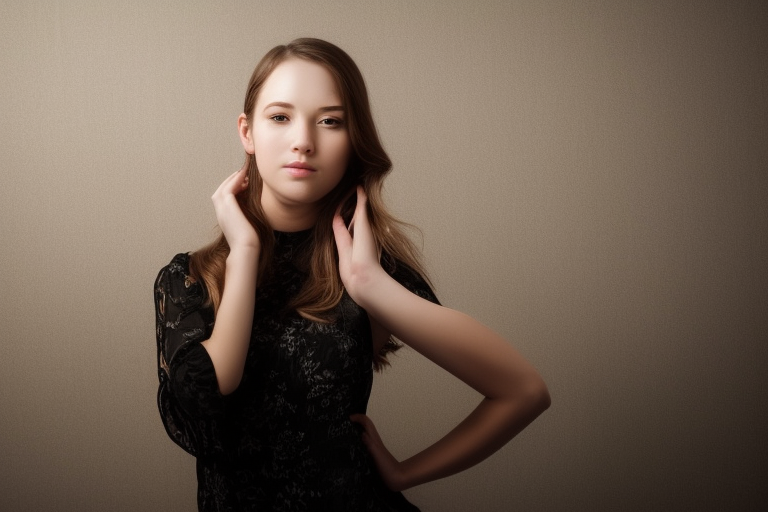 a young beautifull woman in a photo studio, with low key light2