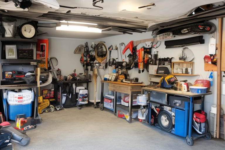 interior of a beautiful cozy garage repair shop at home2