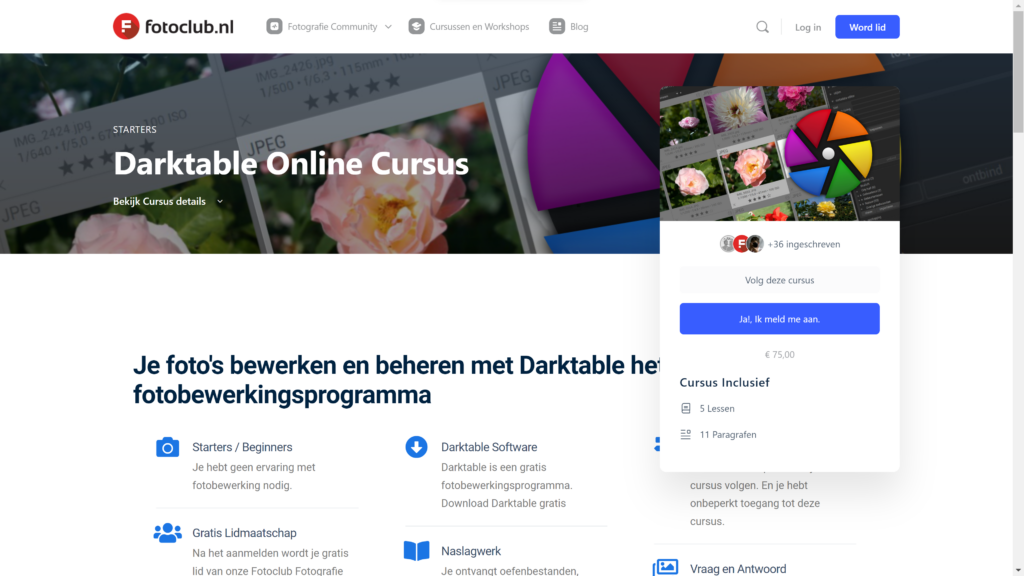 darktable online cursus