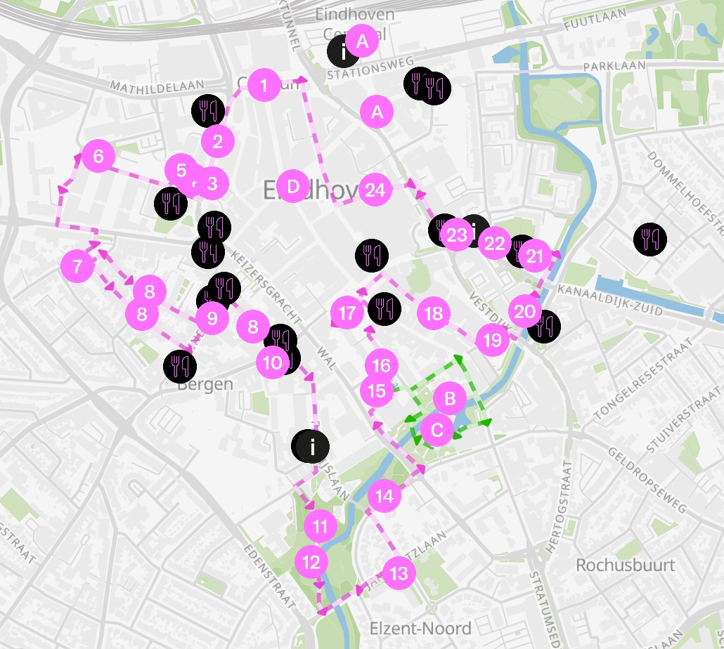 Plattegrond en route Glow Eindhoven 2023