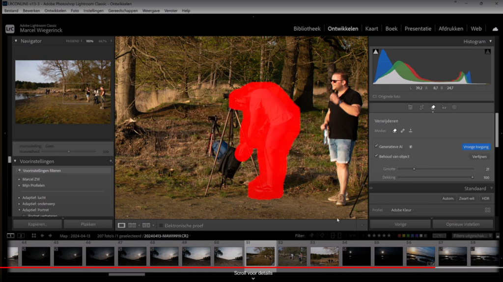 Lightroom AI generatief verwijderen objecten